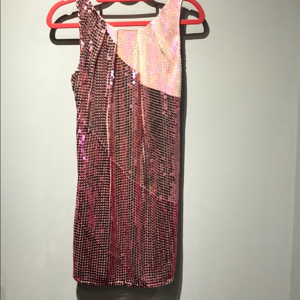 bebe Pink Ombré Sequin Mini Dress